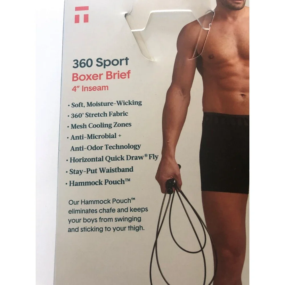 Tommy John 360 Sport Boxer Size 2XL Black Blue 2 Pack Hammock Pouch 4